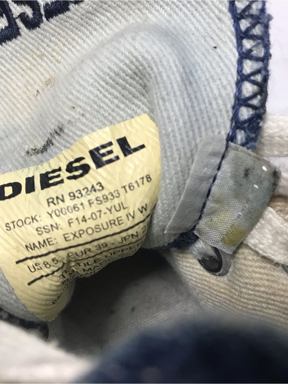 Diesel Exposure IV Women’s Size 8.5 Blue Denim Trainers High Tops Sneaker Shoe - Picture 6 of 6